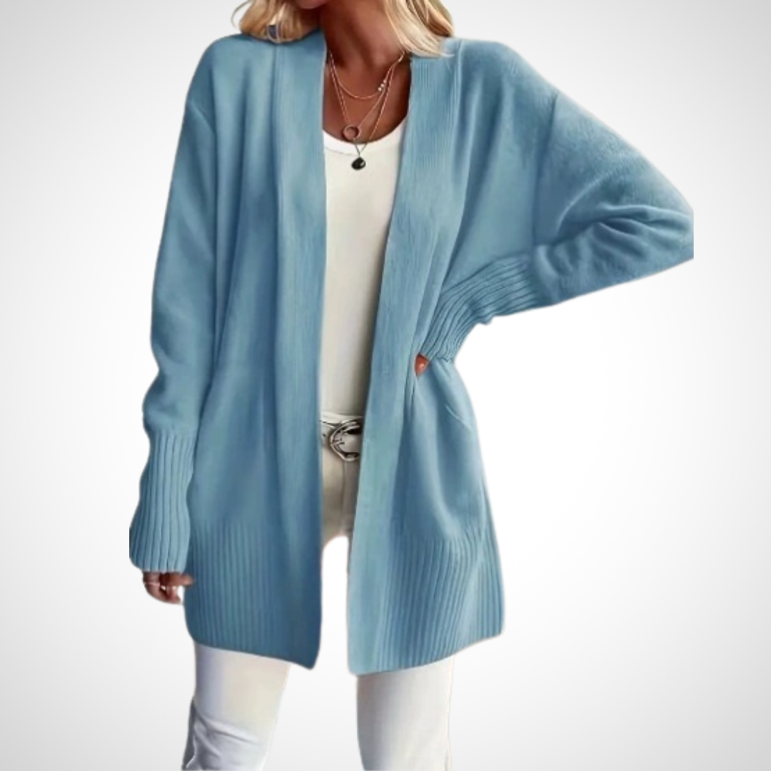 Wajda™ – Damski, dziany kardigan z otwartym przodem